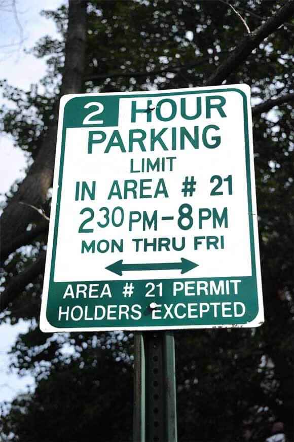 Area 21 Parking Permit sign